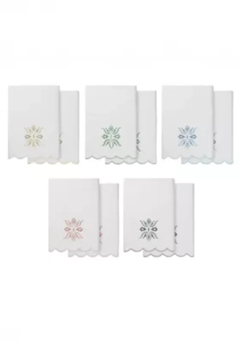Flower Crest Scallop 2PC Embellished Bath Towel Set