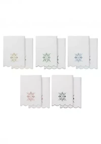 Flower Crest Scallop 2PC Embellished Bath Towel Set