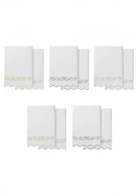 Symmetra Scallop 2PC Embellished Bath Towel Set