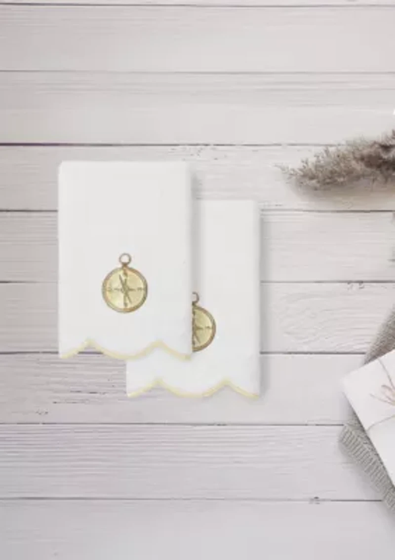 Sea Joy Scallop 2PC Embellished Fingertip Towel Set