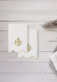 Sea Joy Scallop 2PC Embellished Fingertip Towel Set