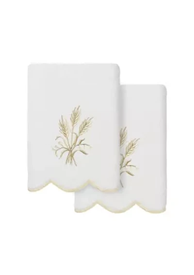 Whitney Scallop 2PC Embellished Hand Towel Set