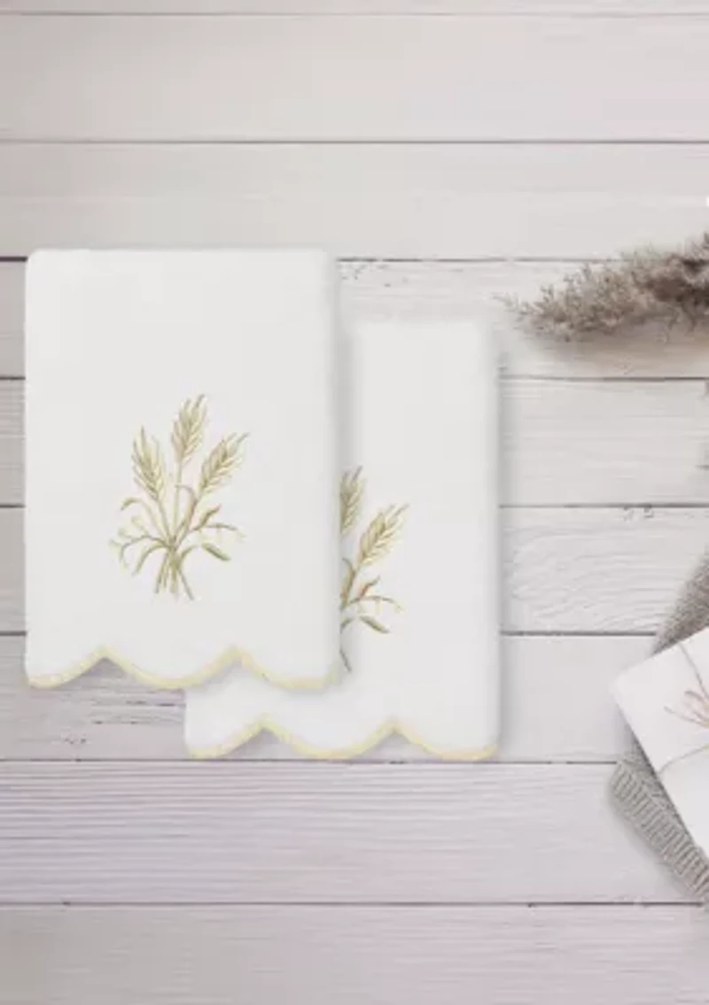 Whitney Scallop 2PC Embellished Hand Towel Set