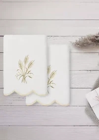 Whitney Scallop 2PC Embellished Hand Towel Set