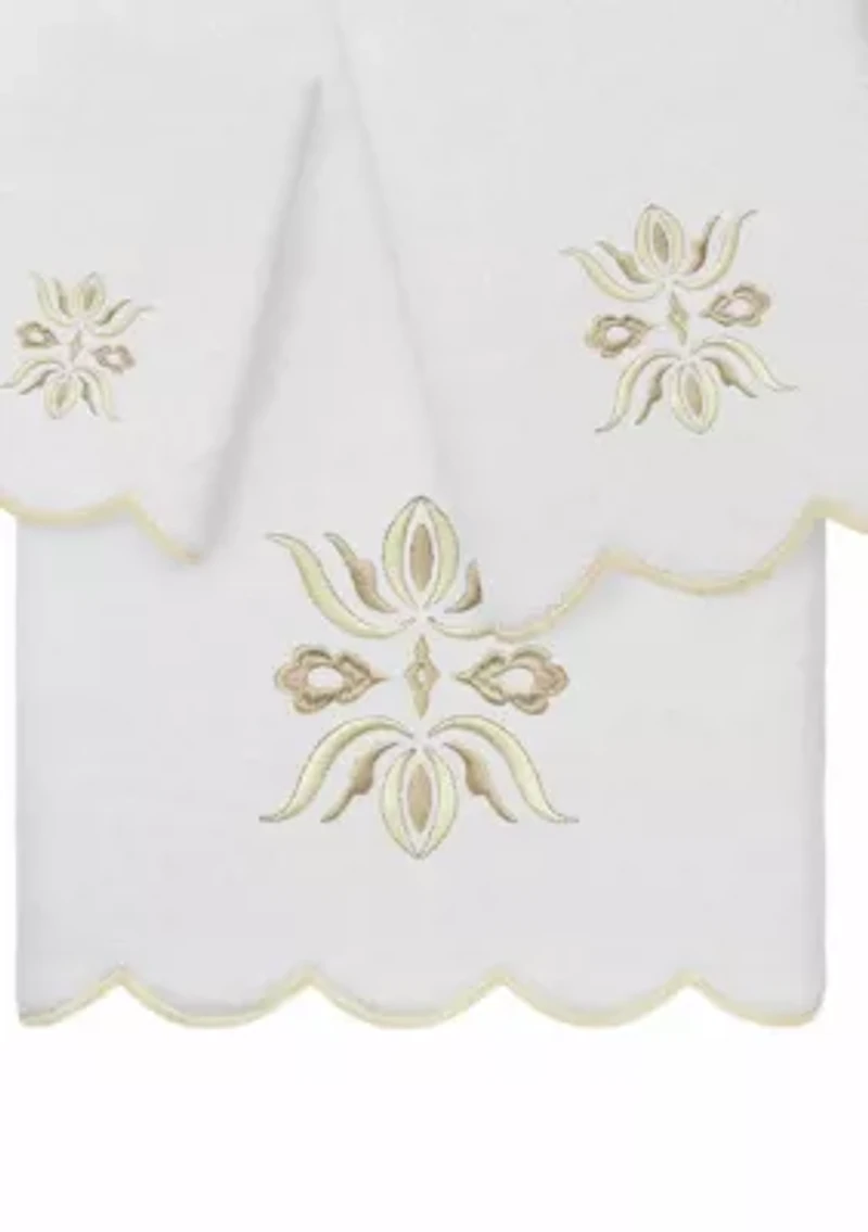 Flower Crest Scallop 6PC Embellished Towel Set