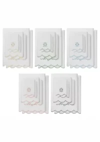 Flower Crest Scallop 6PC Embellished Towel Set
