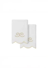 Symmetra Scallop 2PC Embellished Fingertip Towel Set