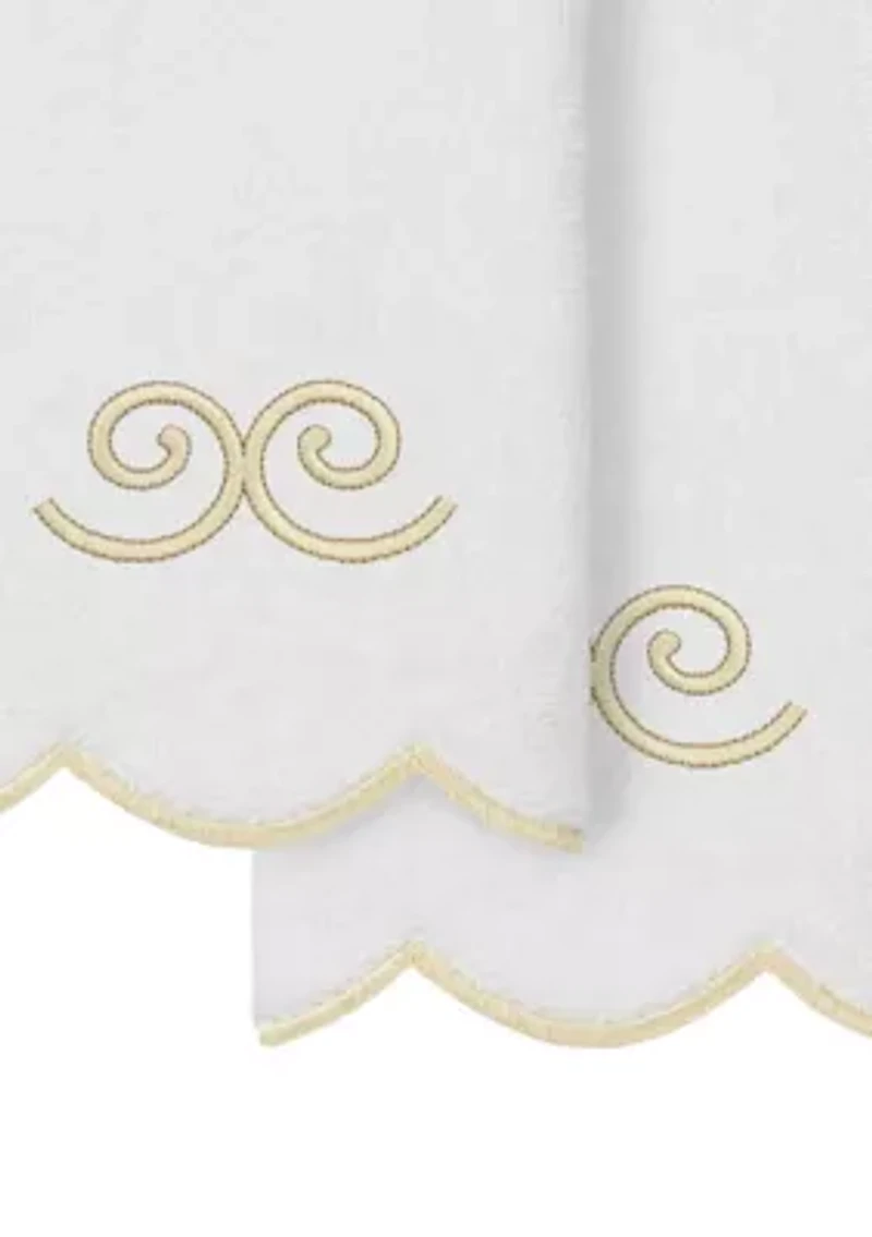 Symmetra Scallop 2PC Embellished Fingertip Towel Set
