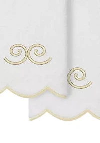 Symmetra Scallop 2PC Embellished Fingertip Towel Set