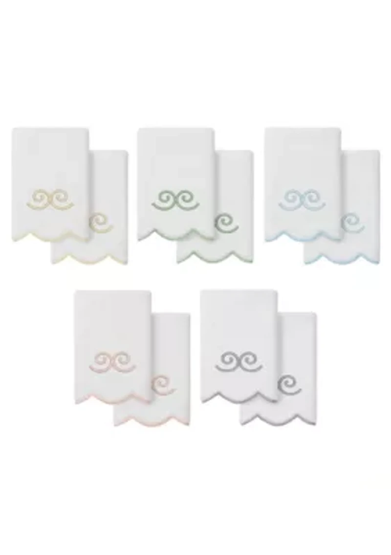 Symmetra Scallop 2PC Embellished Fingertip Towel Set