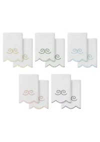 Symmetra Scallop 2PC Embellished Fingertip Towel Set