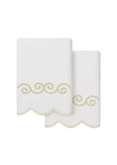 Symmetra Scallop 2PC Embellished Hand Towel Set