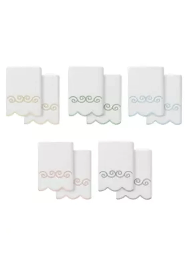Symmetra Scallop 2PC Embellished Hand Towel Set