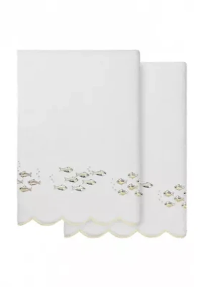 Fish School Scallop 2PC Embellished Bath Towel Set