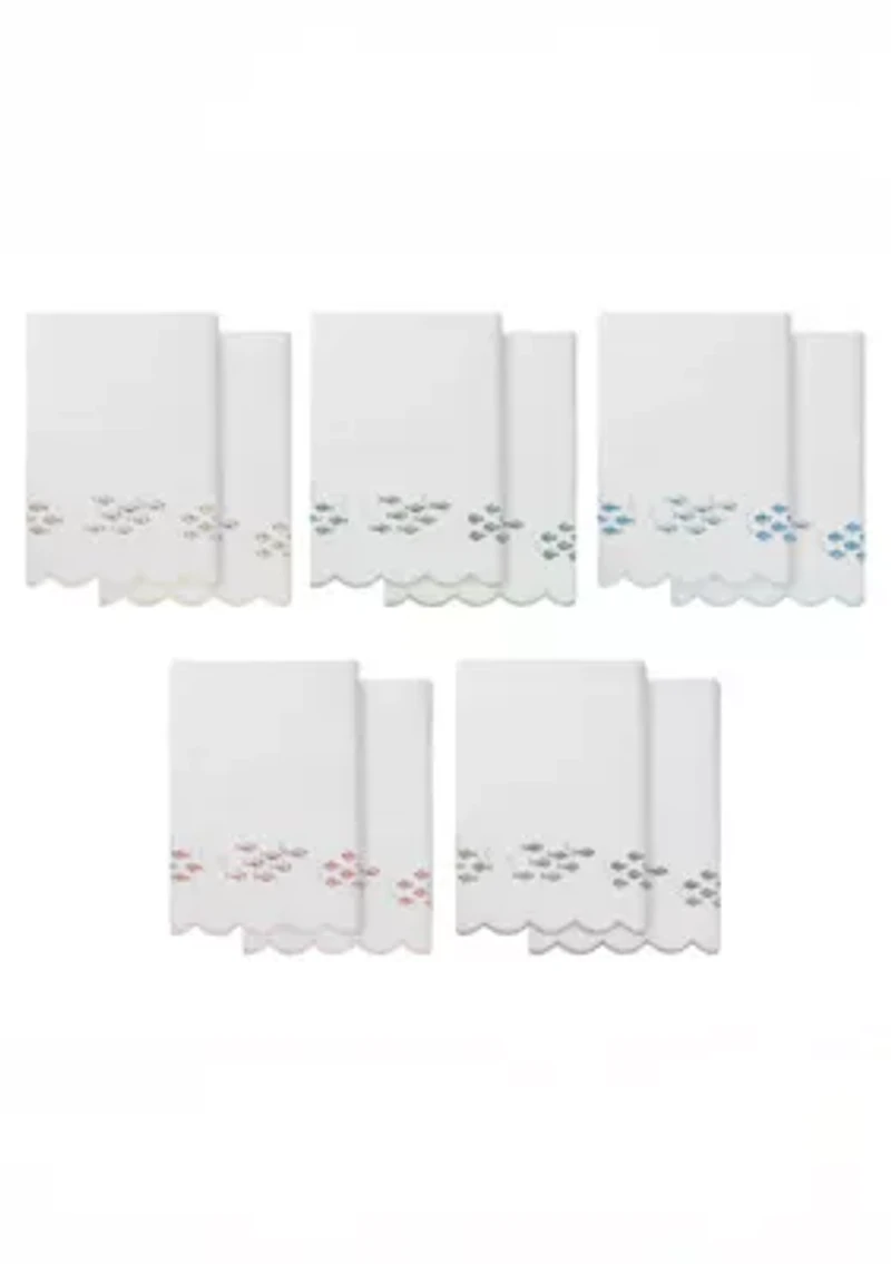 Fish School Scallop 2PC Embellished Bath Towel Set