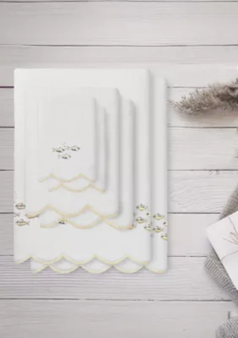 Fish School Scallop 6PC Embellished Towel Set