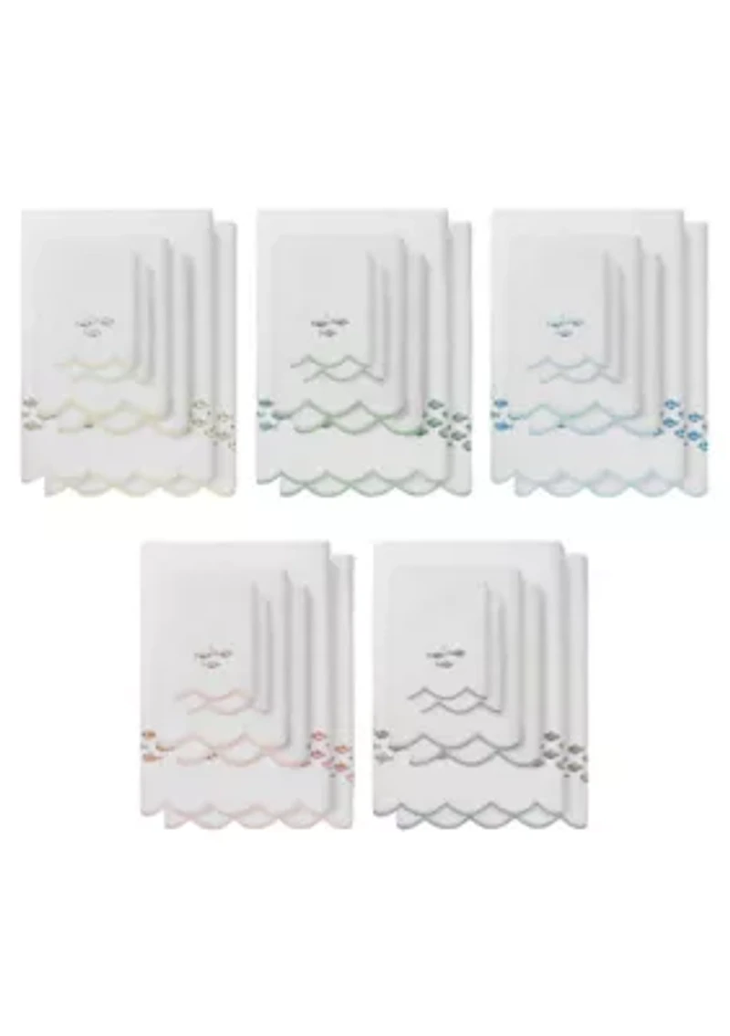 Fish School Scallop 6PC Embellished Towel Set