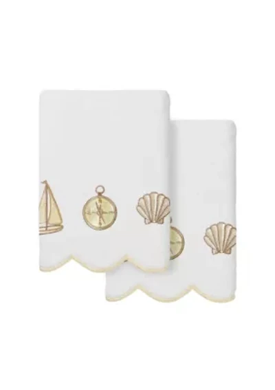 Sea Joy Scallop 2PC Embellished Hand Towel Set