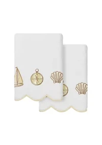 Sea Joy Scallop 2PC Embellished Hand Towel Set