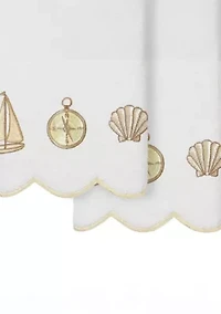 Sea Joy Scallop 2PC Embellished Hand Towel Set
