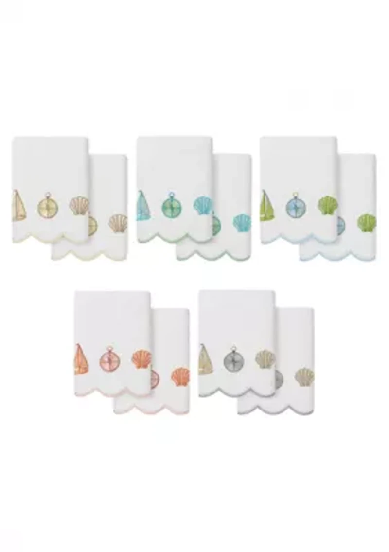 Sea Joy Scallop 2PC Embellished Hand Towel Set