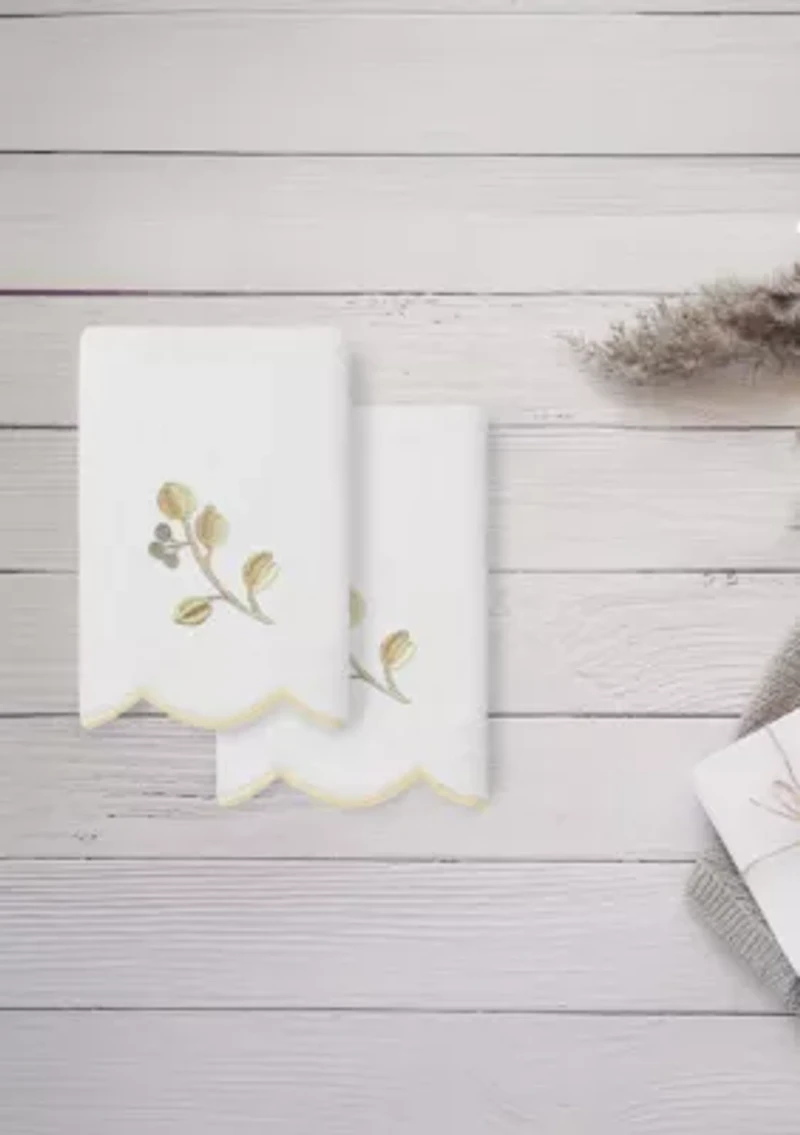 Wild Branch Scallop 2PC Embellished Fingertip Towel Set