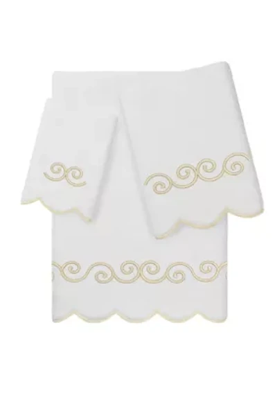 Symmetra Scallop 3PC Embellished Towel Set