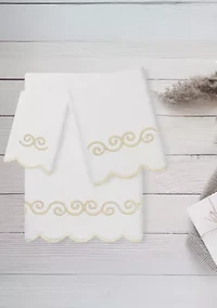 Symmetra Scallop 3PC Embellished Towel Set