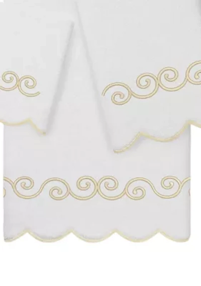 Symmetra Scallop 3PC Embellished Towel Set