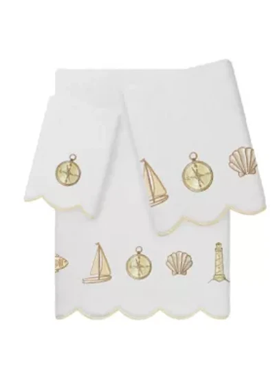 Sea Joy Scallop 3PC Embellished Towel Set