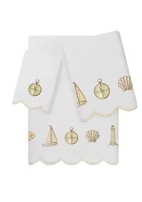 Sea Joy Scallop 3PC Embellished Towel Set
