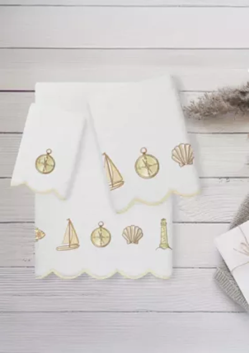 Sea Joy Scallop 3PC Embellished Towel Set