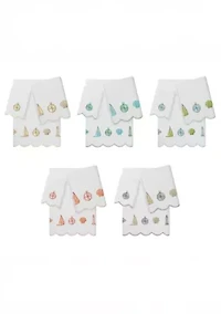 Sea Joy Scallop 3PC Embellished Towel Set