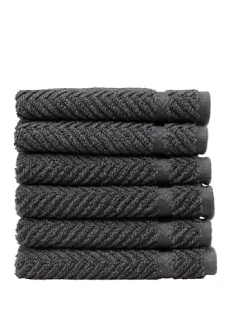 Set of 6 Turkish Cotton Herringbone Washcloths
