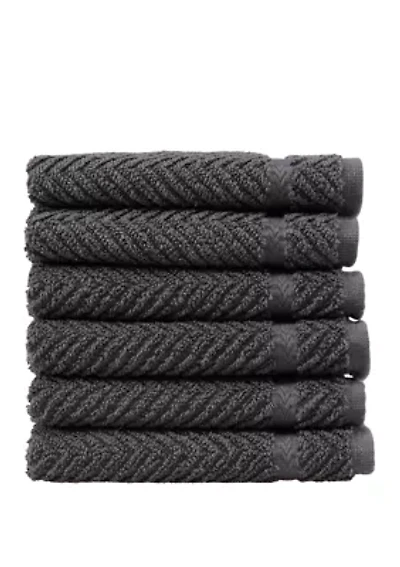 Set of 6 Turkish Cotton Herringbone Washcloths