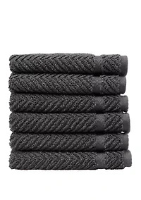 Set of 6 Turkish Cotton Herringbone Washcloths