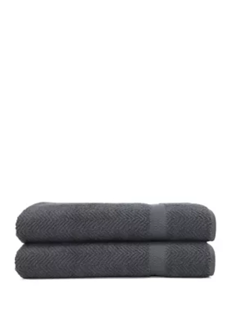 Set of 2 Turkish Cotton Herringbone Bath Sheet