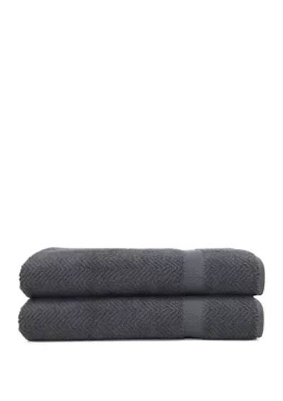 Set of 2 Turkish Cotton Herringbone Bath Sheet