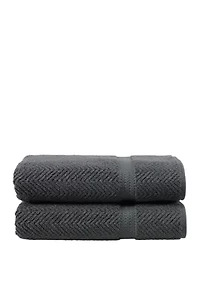 Set of 2 Turkish Cotton Herringbone Bath Towels