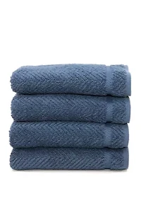 Set of 4 Turkish Cotton Herringbone Hand Towels