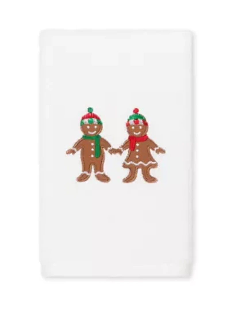 Christmas Gingerbread - Embroidered Luxury Turkish Cotton Hand Towel Set of 2
