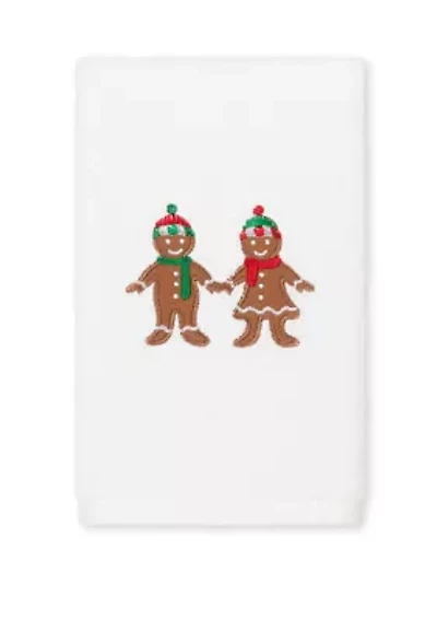 Christmas Gingerbread - Embroidered Luxury Turkish Cotton Hand Towel Set of 2