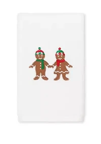 Christmas Gingerbread - Embroidered Luxury Turkish Cotton Hand Towel Set of 2