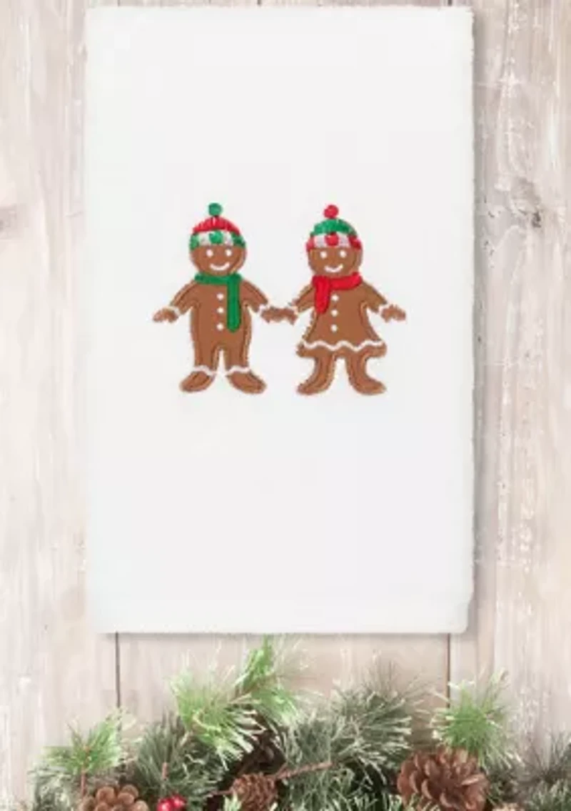 Christmas Gingerbread - Embroidered Luxury Turkish Cotton Hand Towel Set of 2