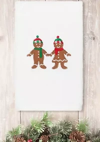 Christmas Gingerbread - Embroidered Luxury Turkish Cotton Hand Towel Set of 2