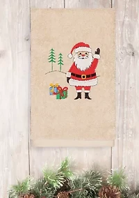 Christmas Santa Waving - Embroidered Luxury Turkish Cotton Hand Towel