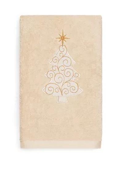 Christmas Scroll Tree Embroidered Luxury Turkish Cotton Hand Towel