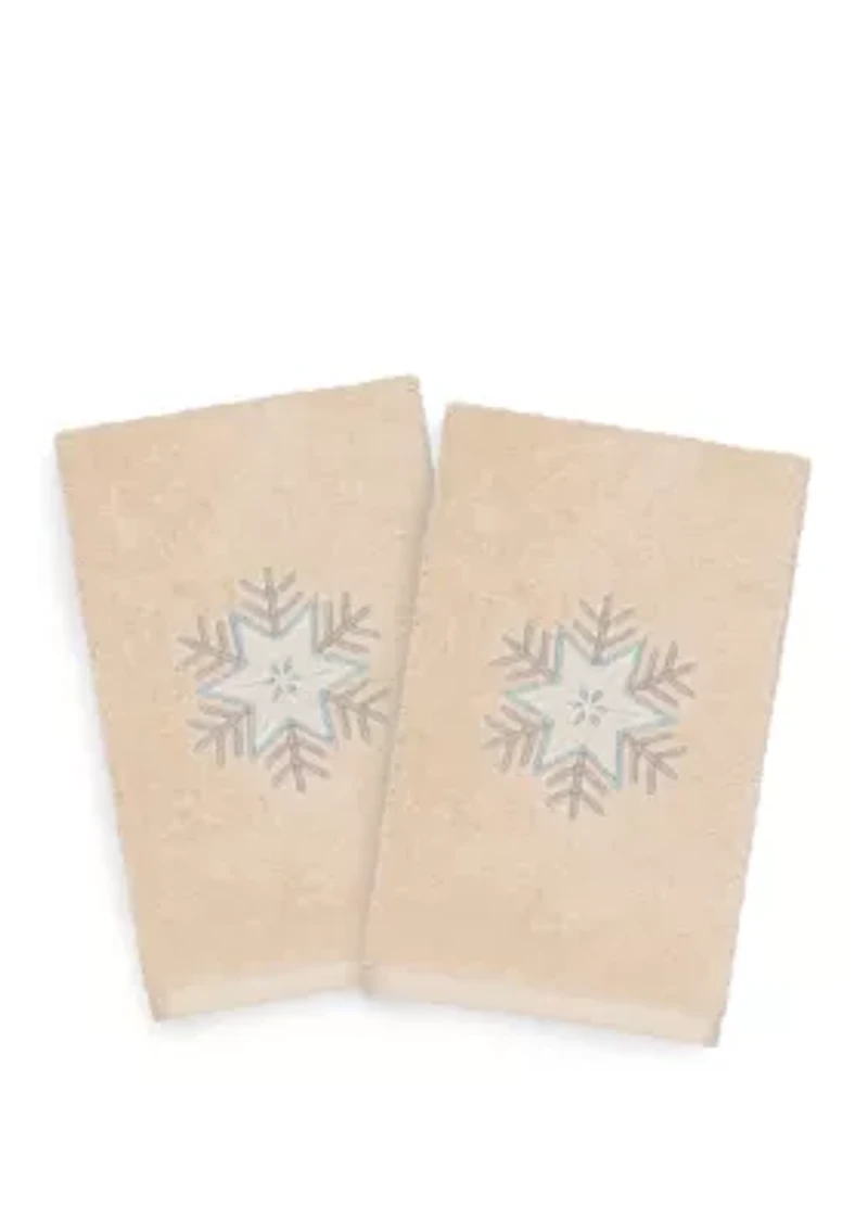 Christmas Crystal Embroidered Luxury Turkish Cotton Hand Towel Set of 2