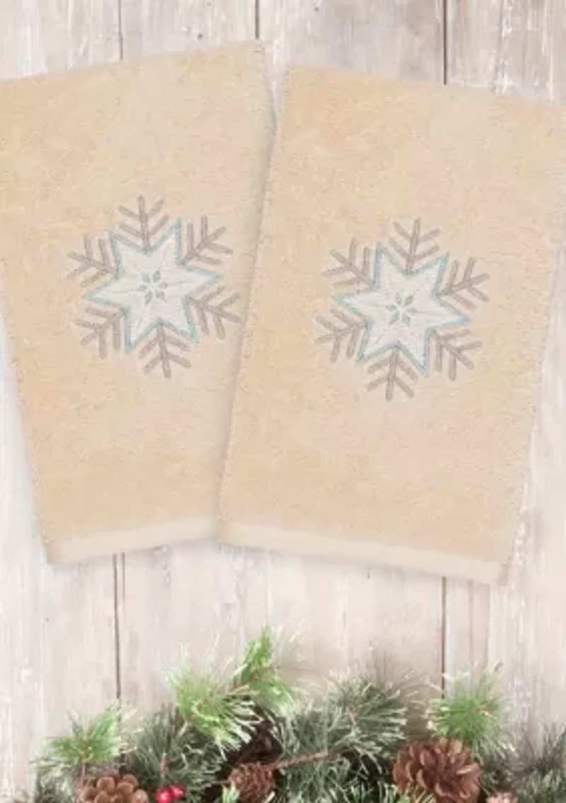 Christmas Crystal Embroidered Luxury Turkish Cotton Hand Towel Set of 2