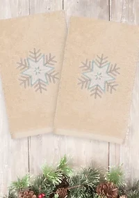Christmas Crystal Embroidered Luxury Turkish Cotton Hand Towel Set of 2